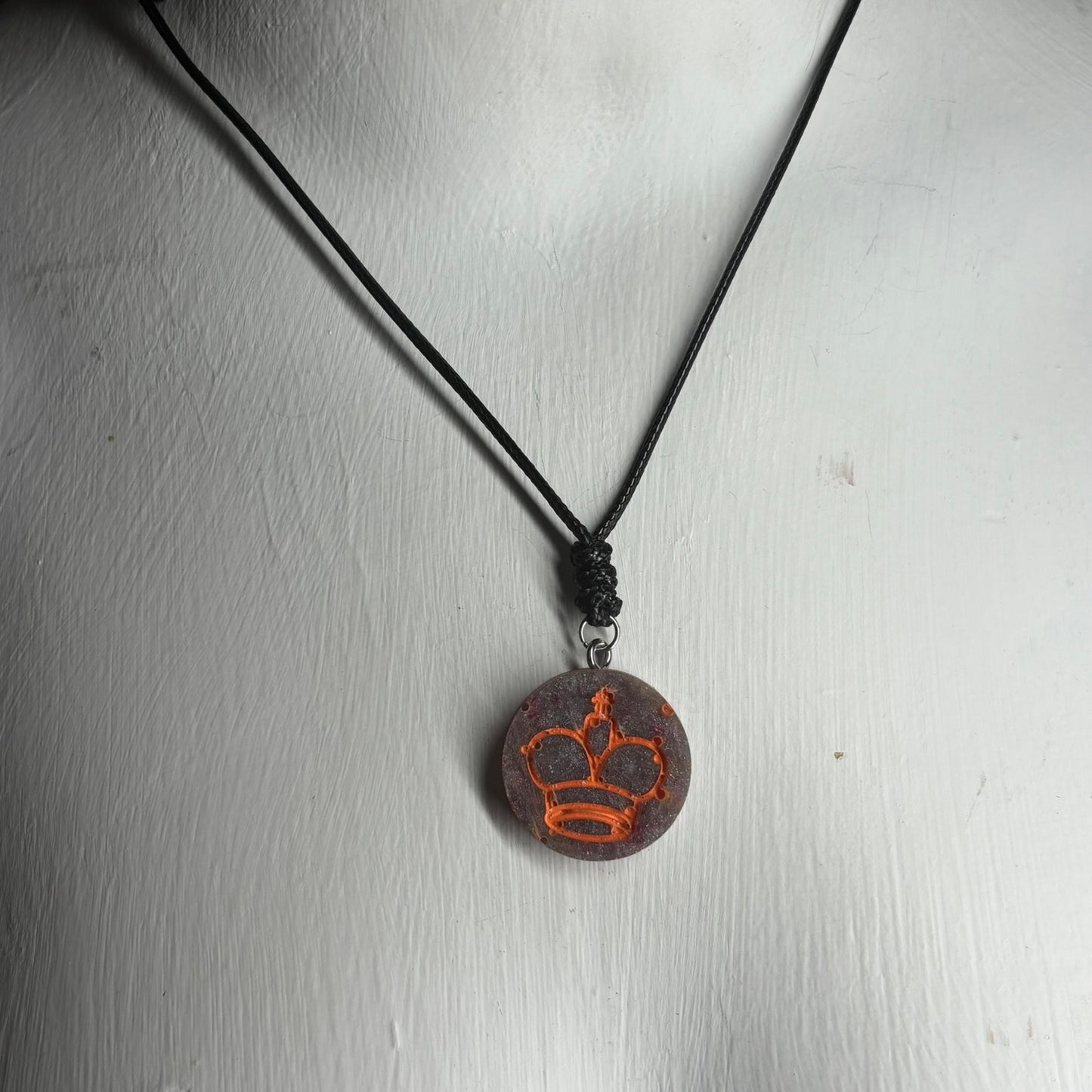 Purple Orange King - Handmade Resin Chess Necklace
