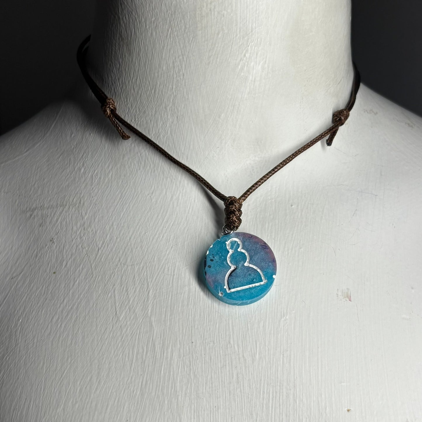 Vintage Ice Pawn - Handmade Resin Chess Necklace