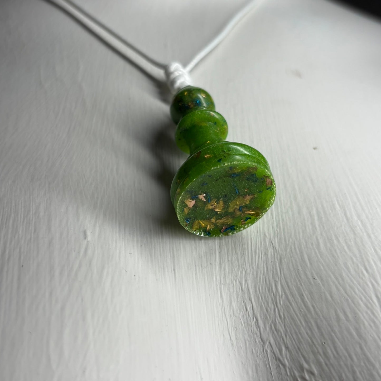 Green Crystal Bishop - Handmade Resin Chess Necklace