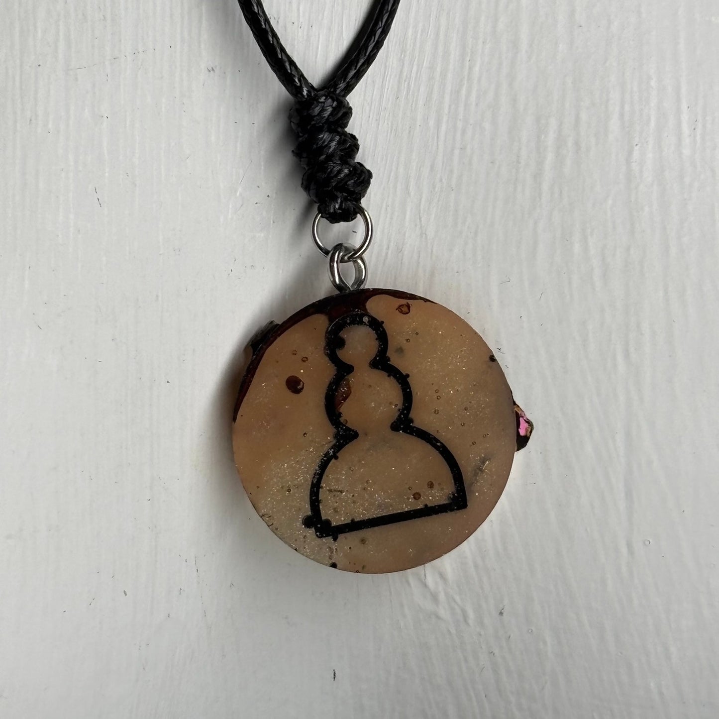 Orange Cream Pawn - Handmade Resin Chess Necklace