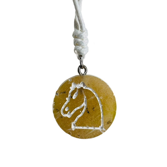 Banana Yellow Knight - Handmade Resin Chess Necklace