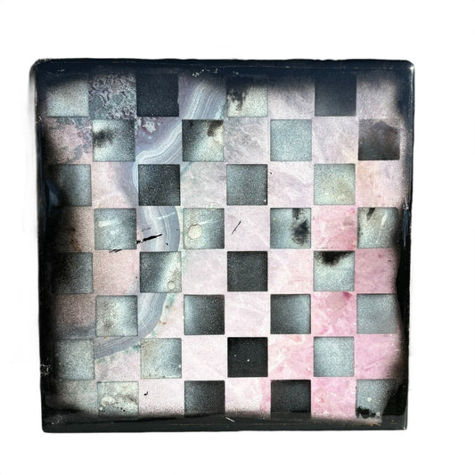 Pink Swirl Marble Style - Resin Coated Chess Board