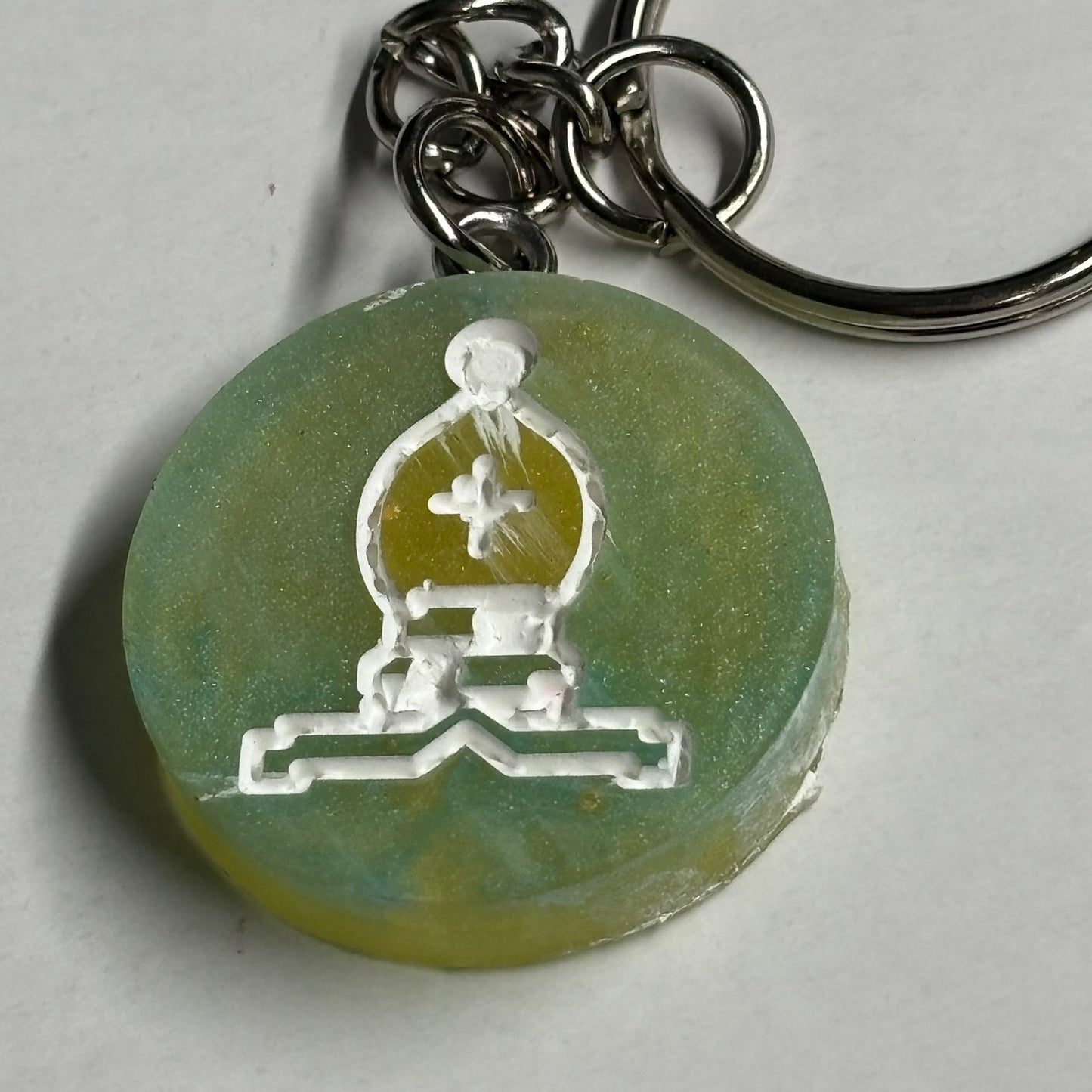 Lime Green Bishop - Handmade Resin Keychain