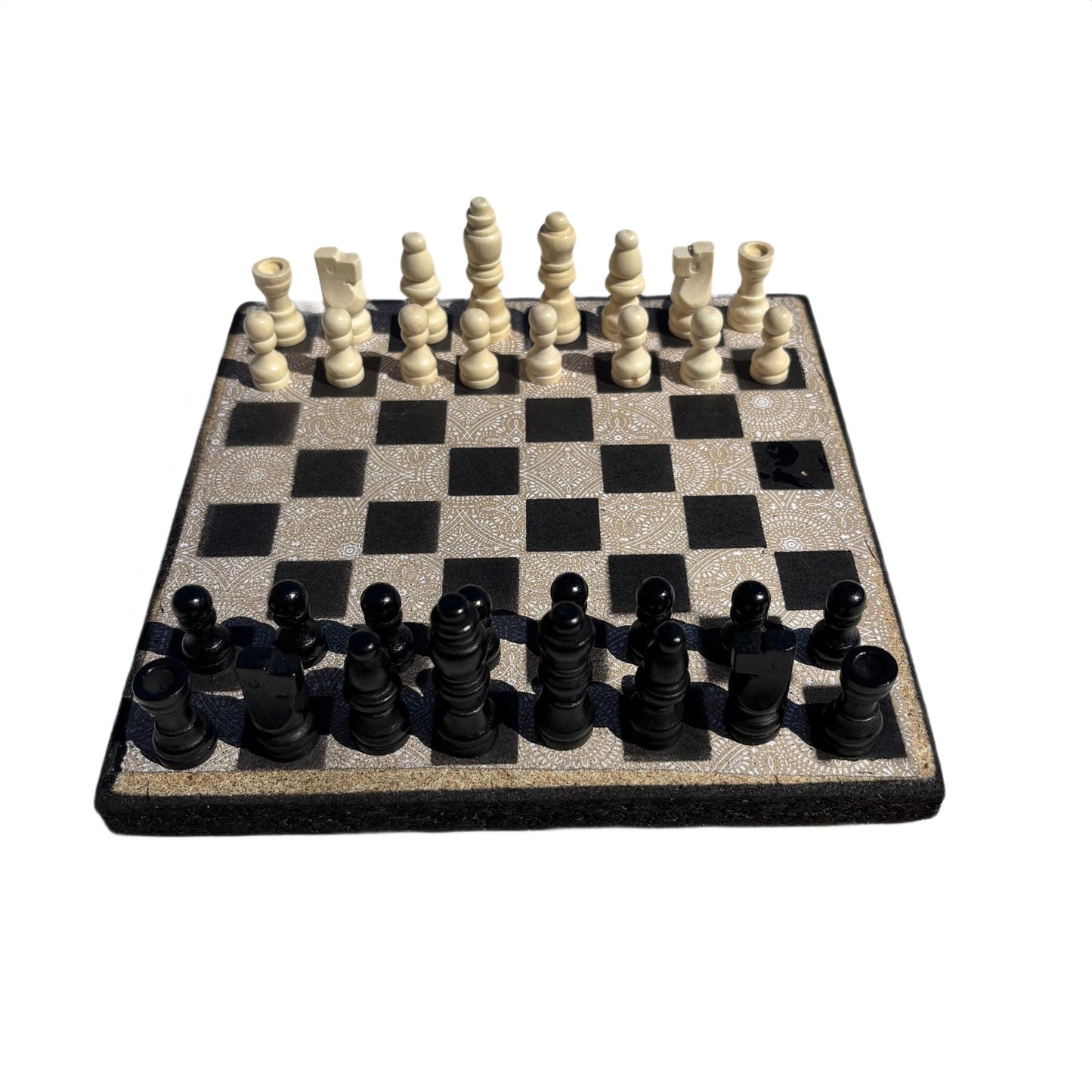 Vintage Cream Pattern - Scrapbook Chess Set