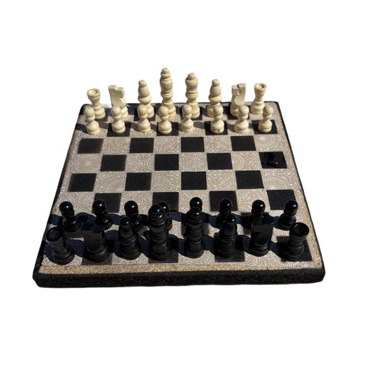 Vintage Cream Pattern - Scrapbook Chess Set