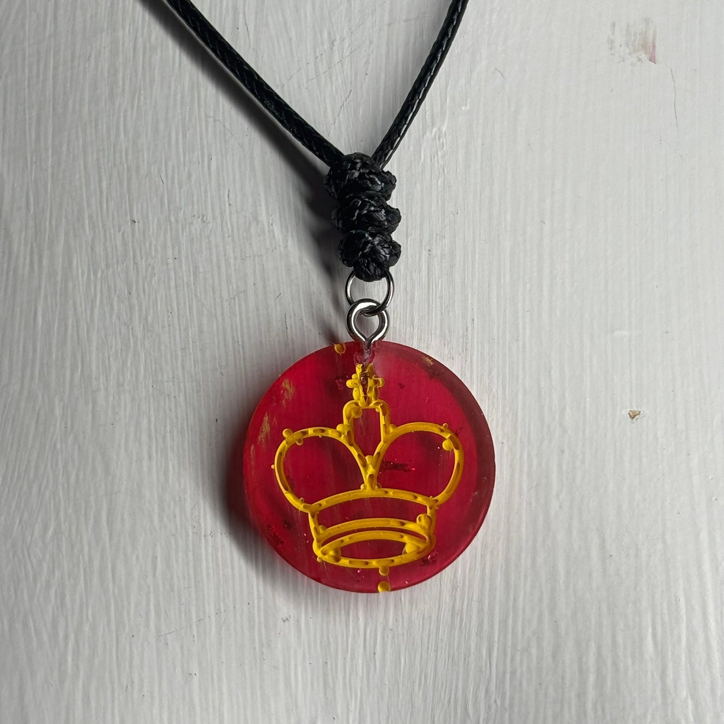 Cherry Red King - Handmade Resin Chess Necklace