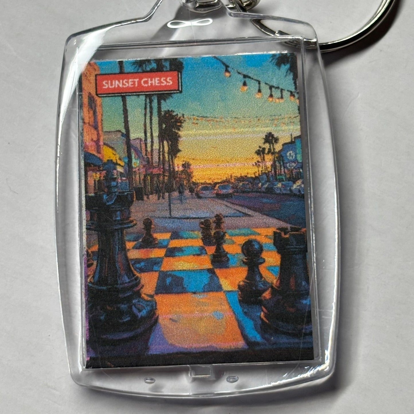 Street Side - Chess  Photo Keychain