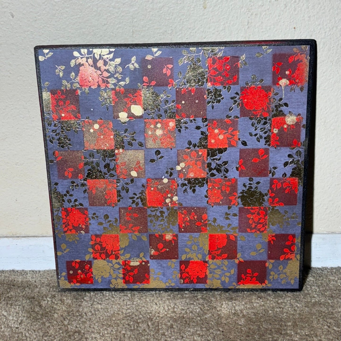 Golden Red Flower - Scrapbook Chess Board