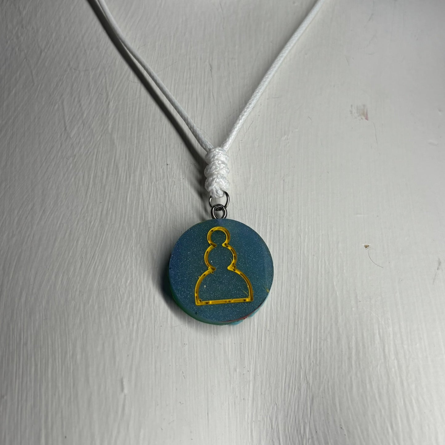 Blue/Green Pawn - Handmade Resin Chess Necklace