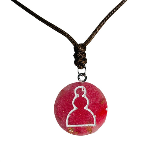Vintage Red Pawn - Handmade Resin Chess Necklace