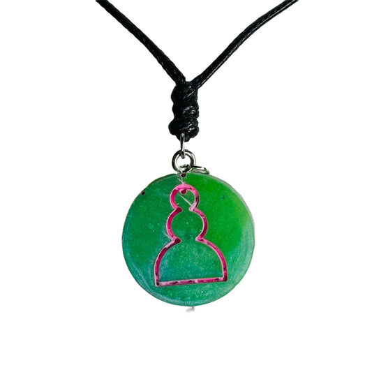 Mint Green Pawn - Handmade Resin Chess Necklace