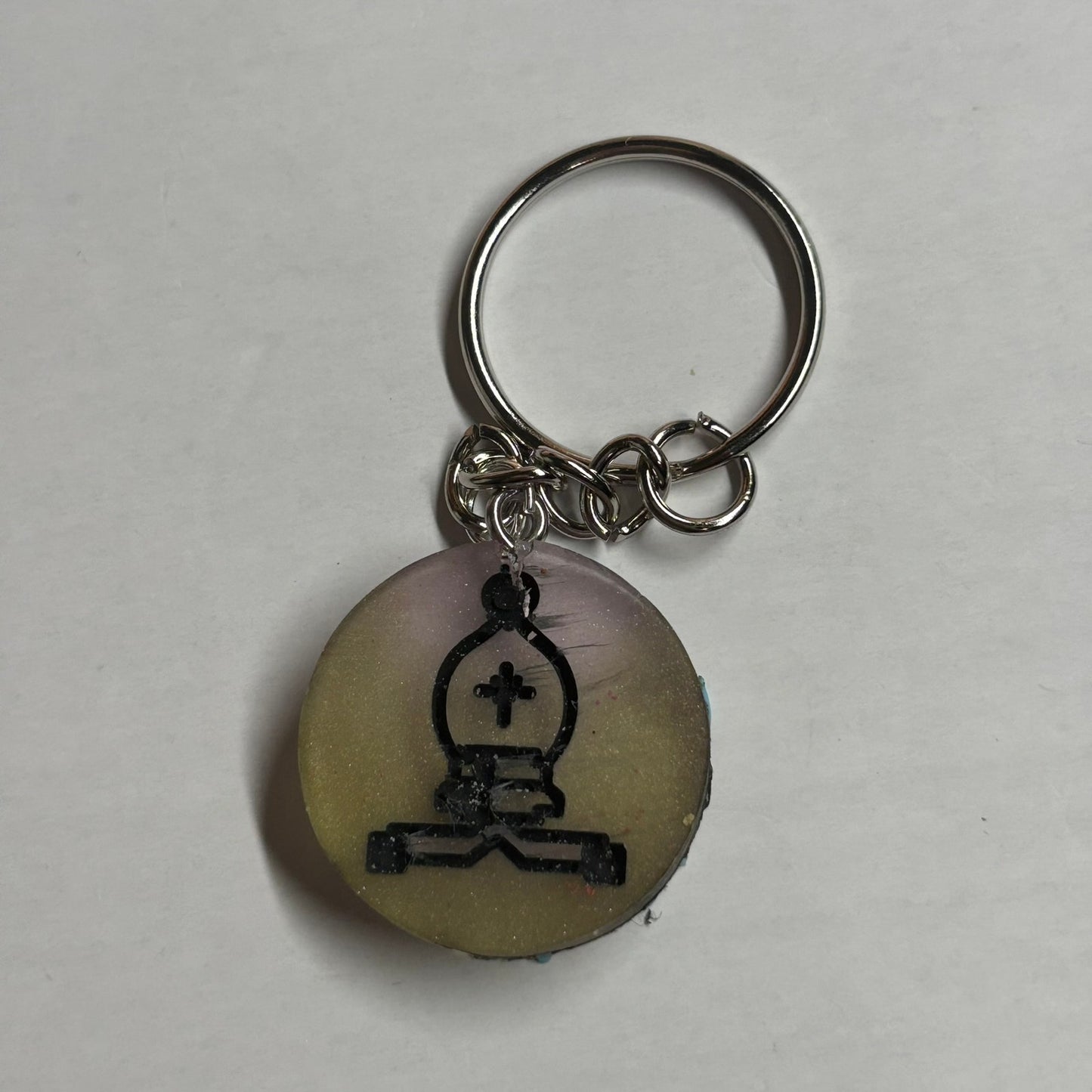 Pink Green Vintage Bishop - Handmade Resin Keychain
