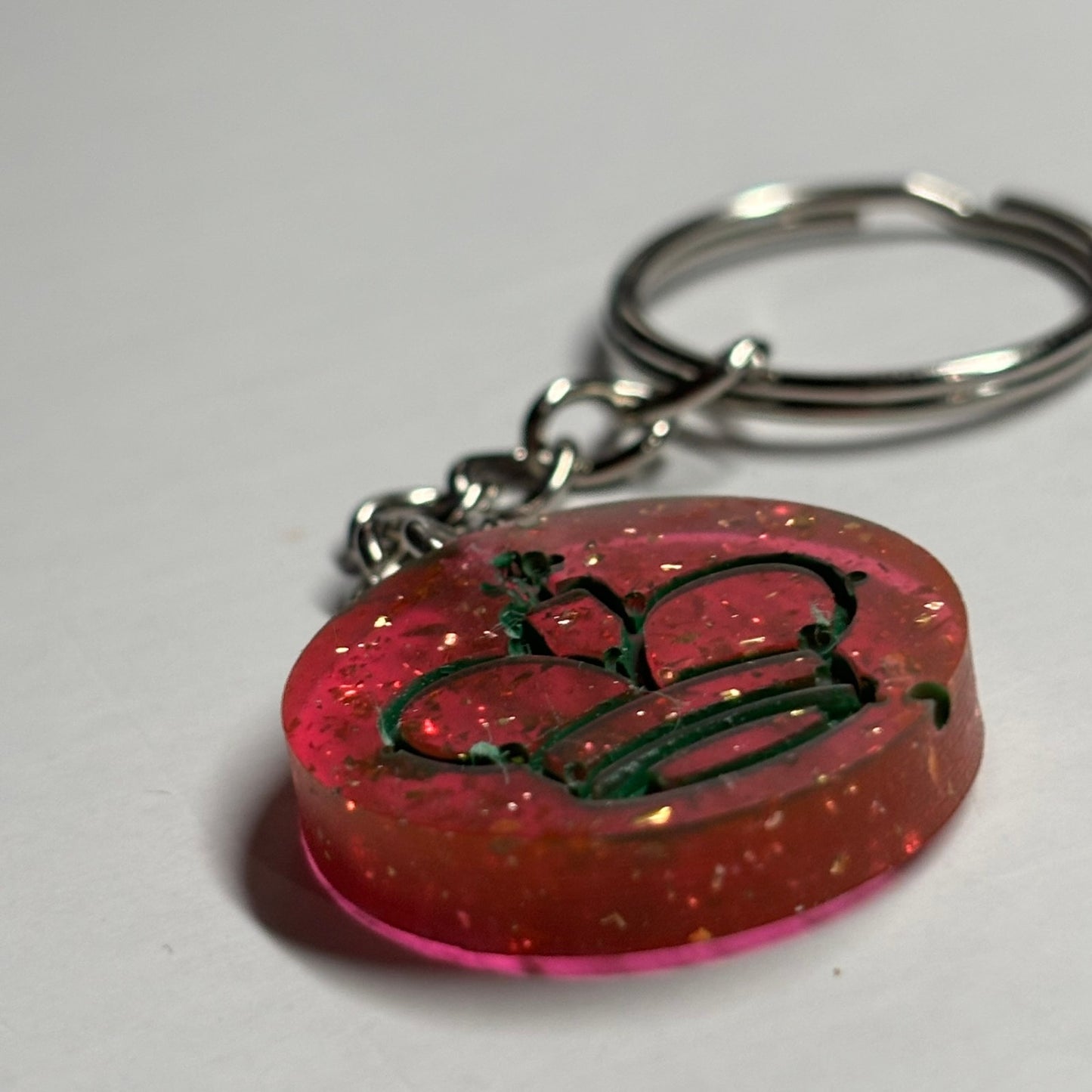 Red Fire King Handmade Resin Keychain - Flat Edition