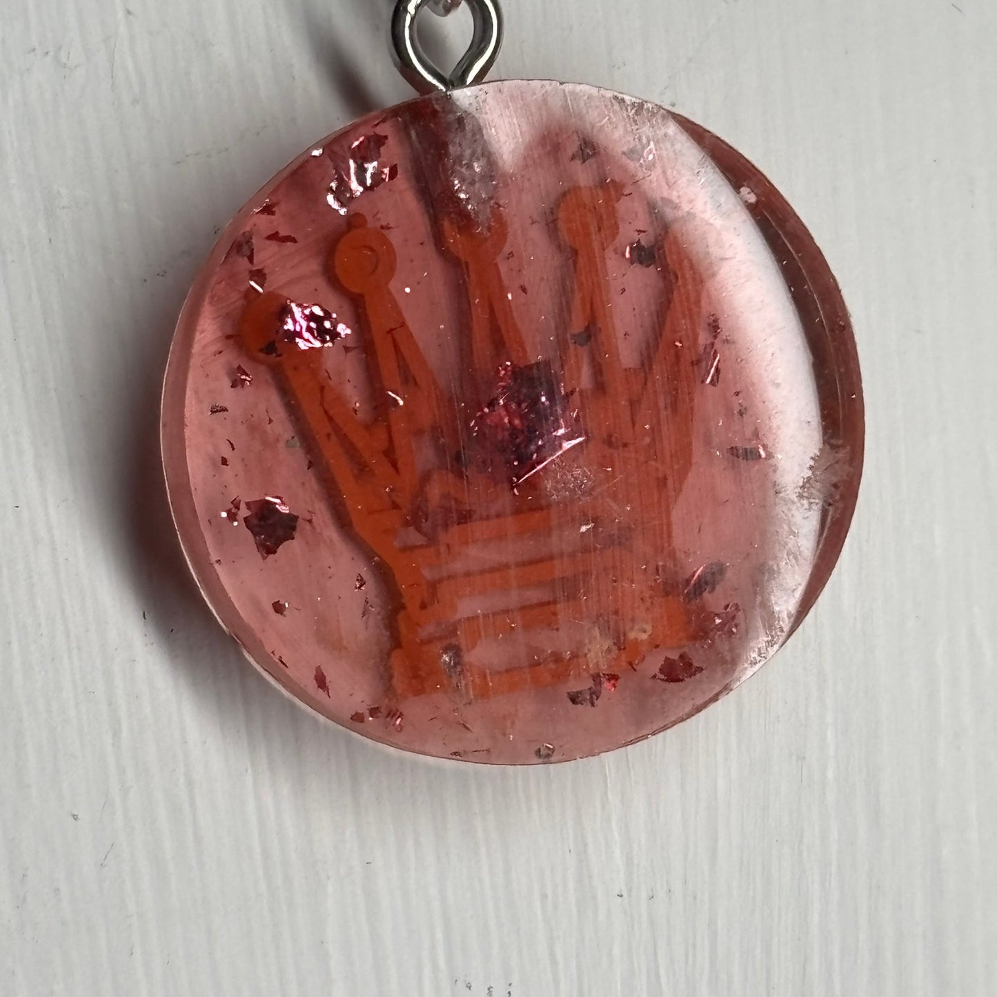 Purple/Orange Queen - Handmade Resin Chess Necklace