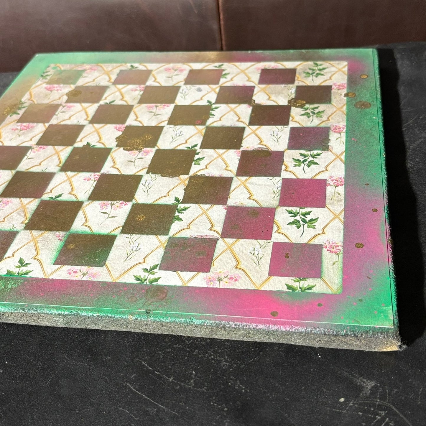 Pink/Green Golden Vintage - Scrapbook Chess Board