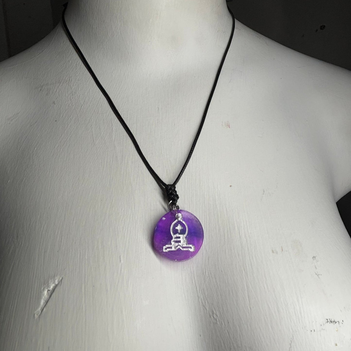 Purple Bishop - Handmade Resin Chess Necklace