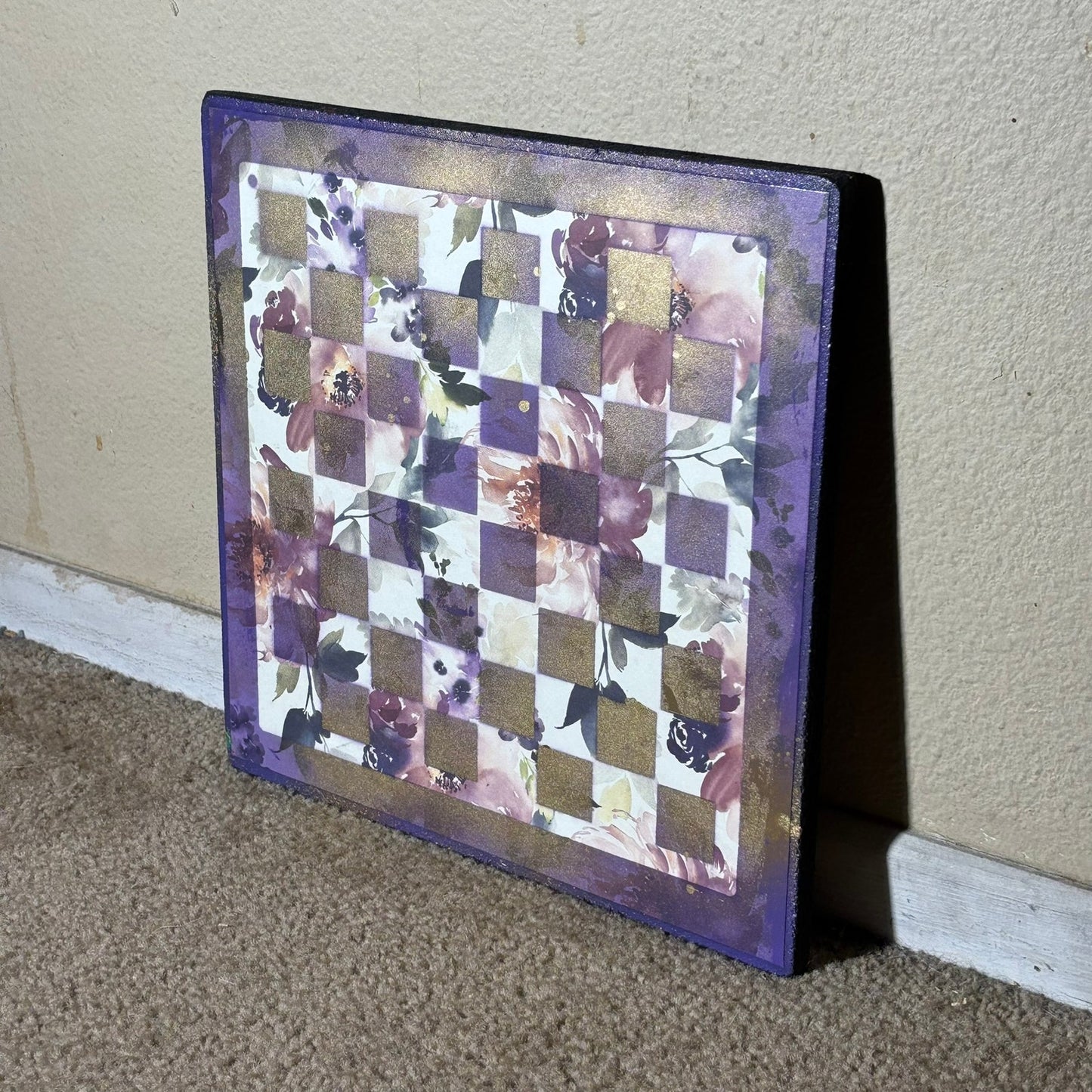 Royal Purple Flowers - Scrapbook Chess Board
