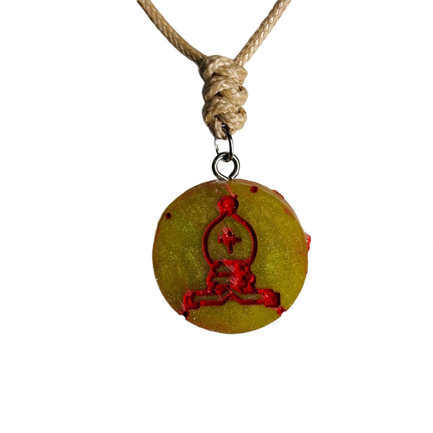 Vintage Cream Bishop - Handmade Resin Chess Necklace