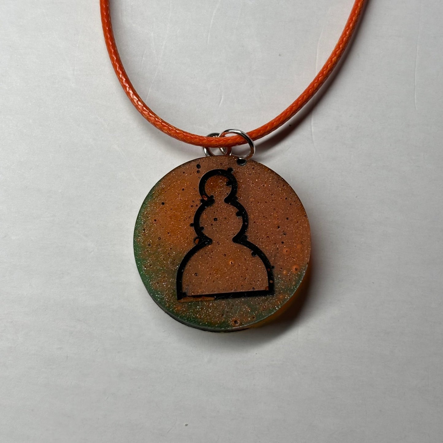 Orange Pawn - Handmade Resin Chess Necklace