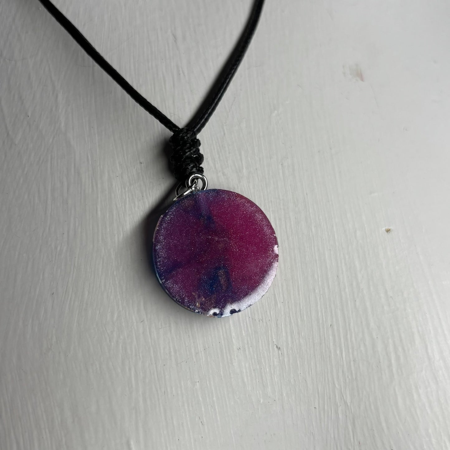 Blue & Pink Bishop - Handmade Resin Chess Necklace