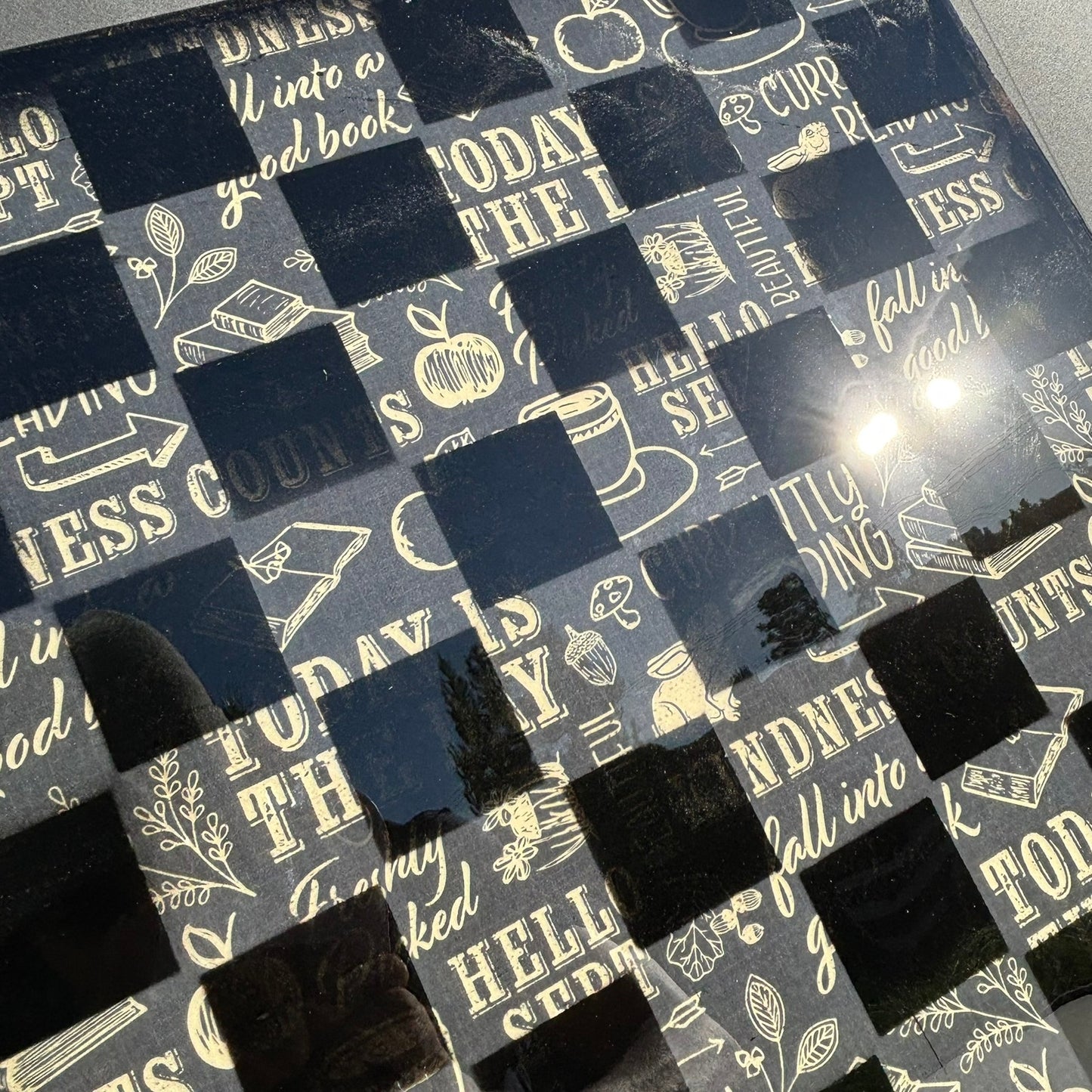 Text Gray Board - Resin Coated Chess Board