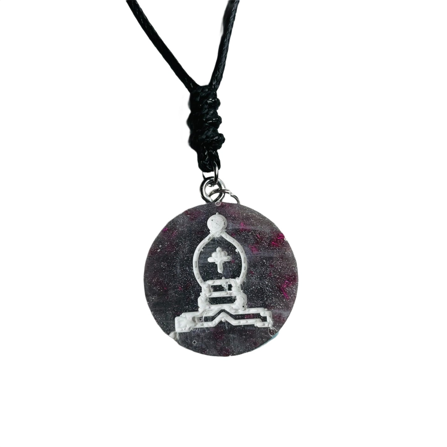 Midnight Purple Bishop - Handmade Resin Chess Necklace
