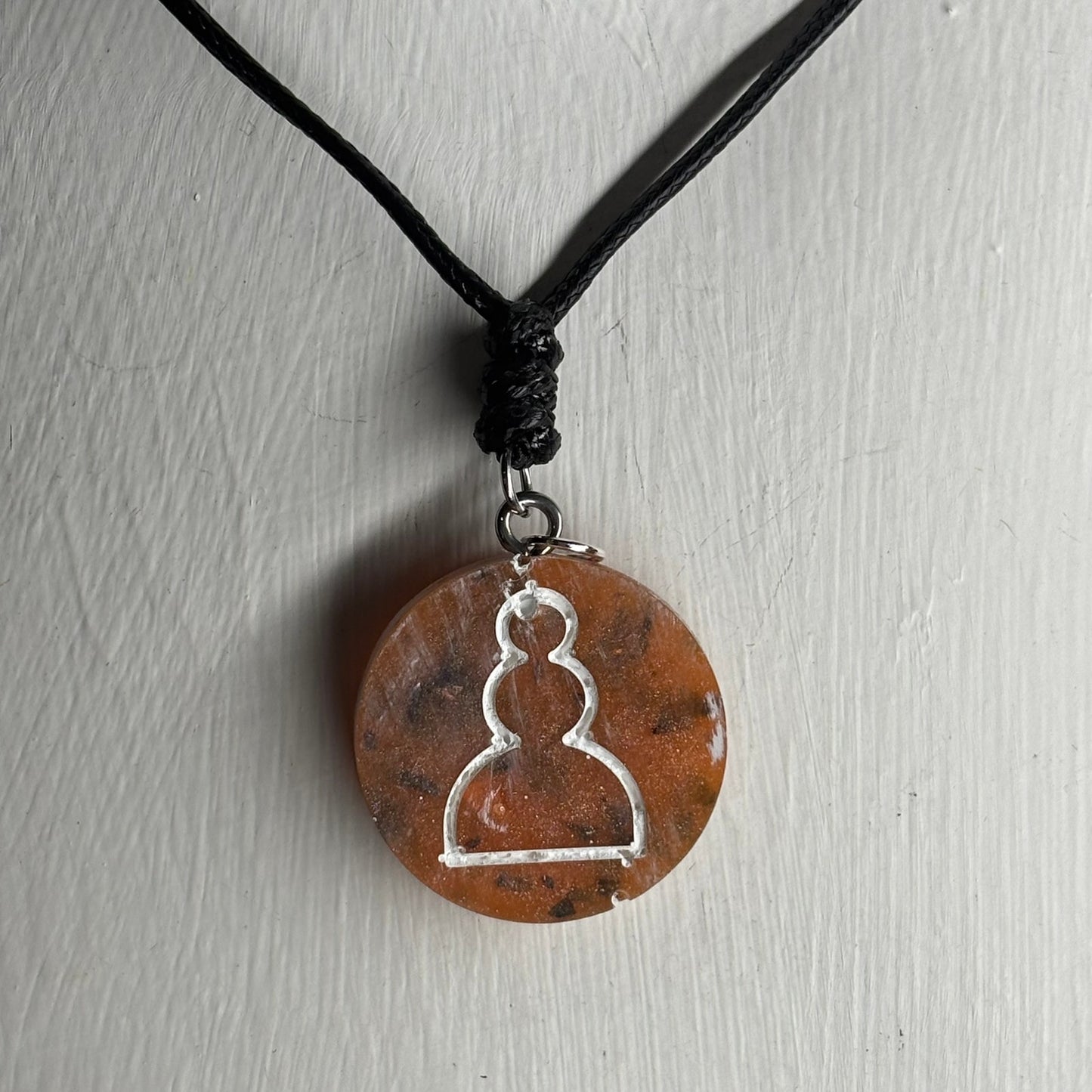 Orange Crystal Pawn - Handmade Resin Chess Necklace