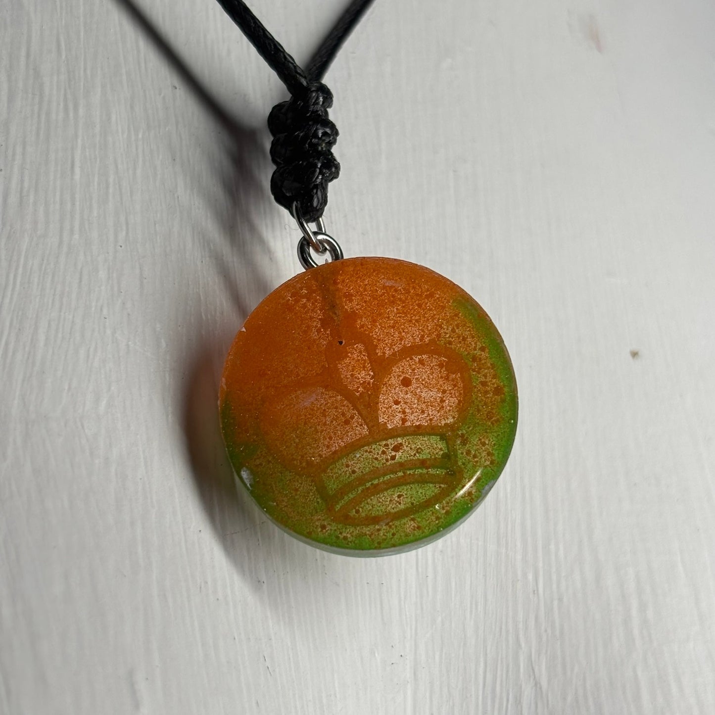 Peach Green King - Handmade Resin Chess Necklace