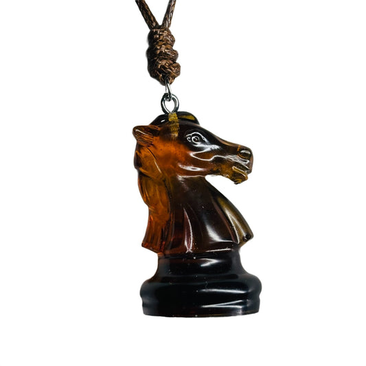 Vintage Knight - Handmade Resin Chess Necklace
