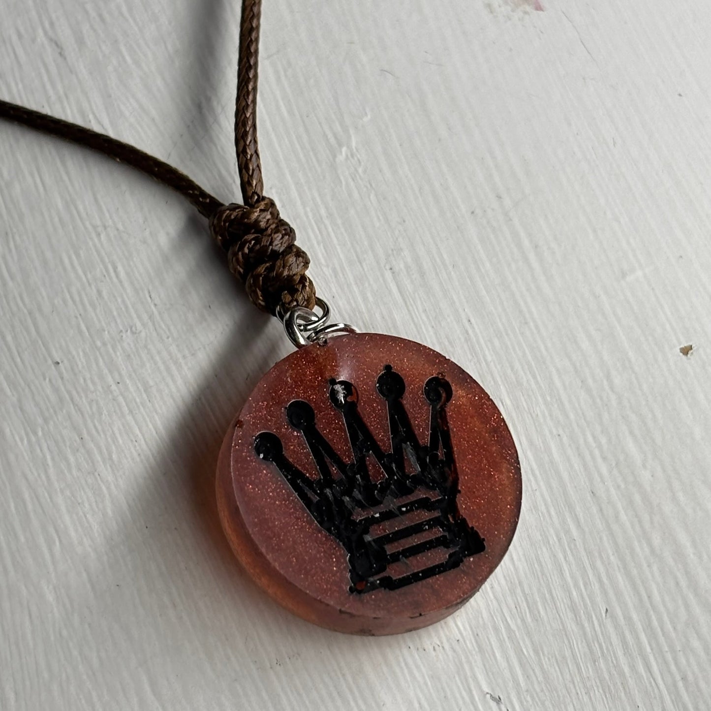 Fading Red Queen - Handmade Resin Chess Necklace