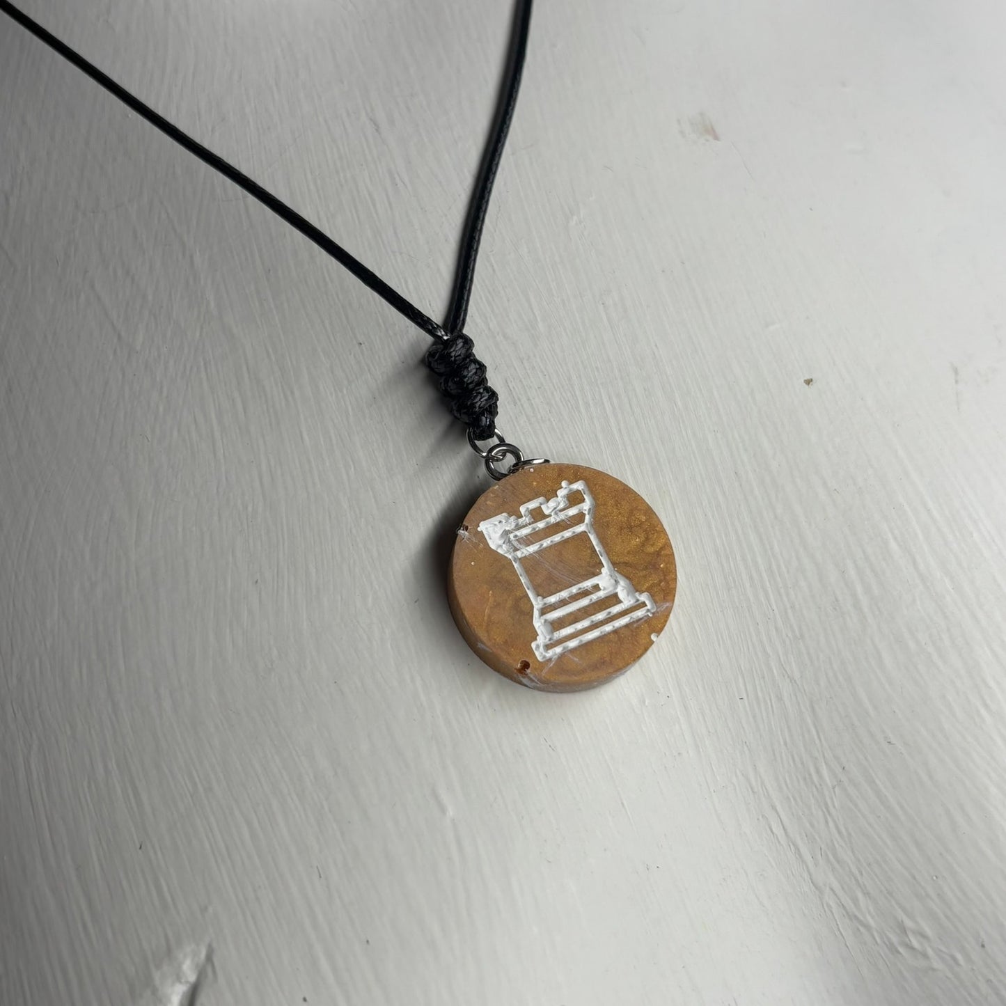 Golden Yellow Rook - Handmade Resin Chess Necklace