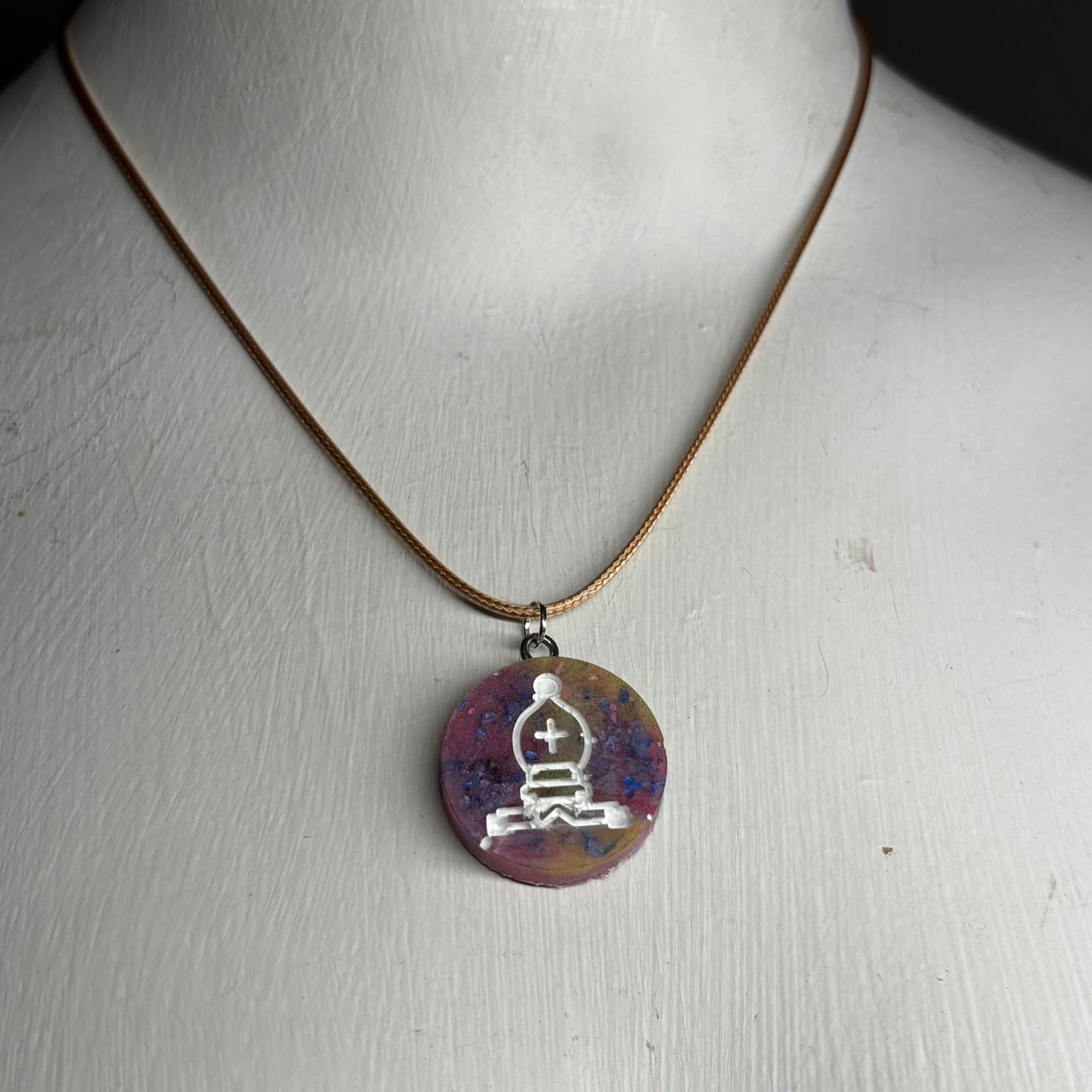 Purple Crystal Bishop - Handmade Resin Chess Necklace