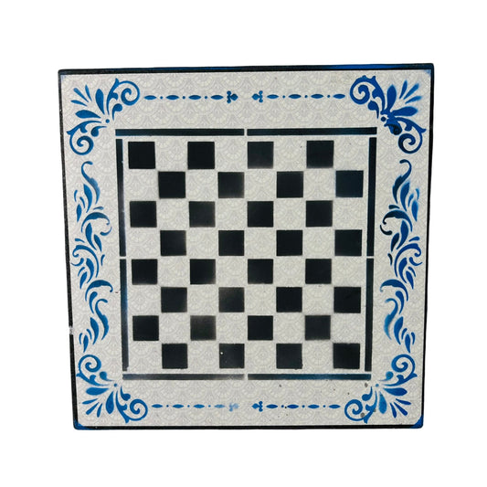 Gray White & Blue - Scrapbook Chess Board