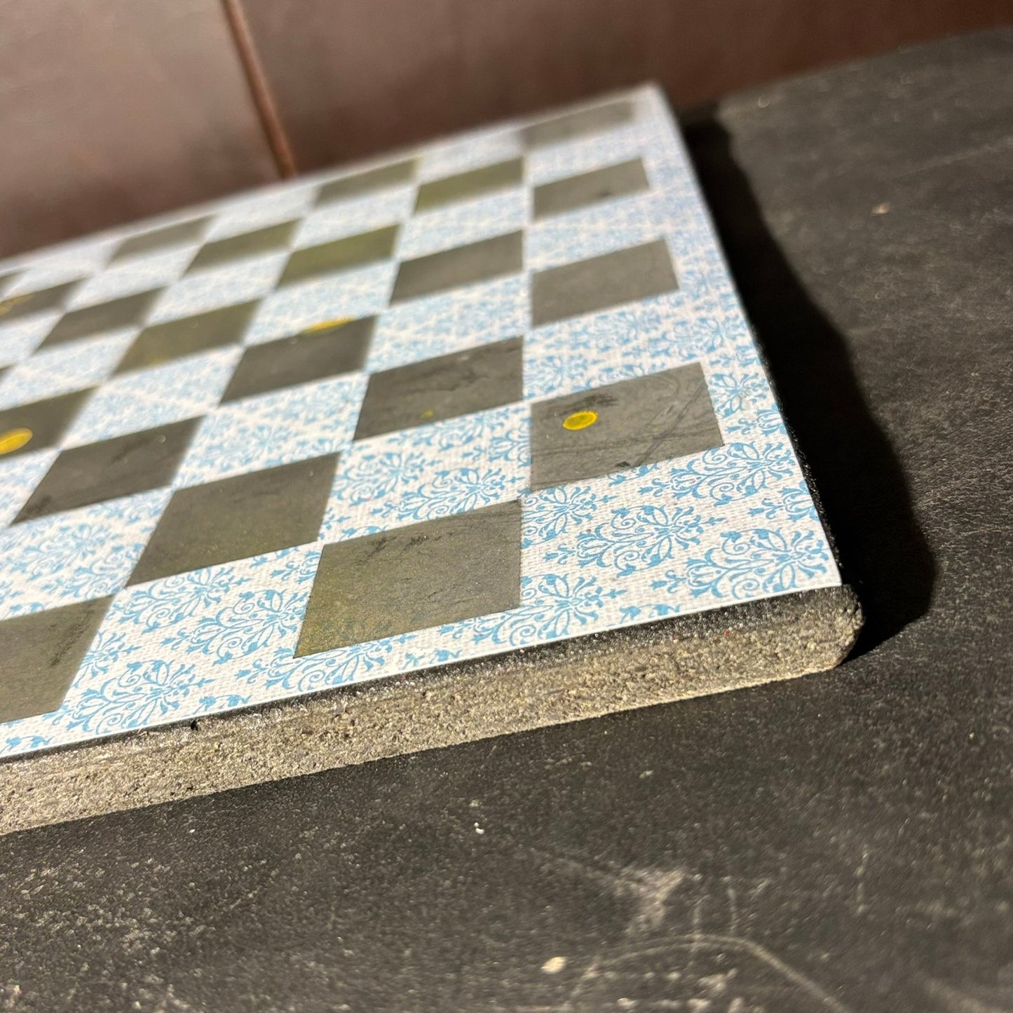Vintage Blue & Black- Scrapbook Chess Board