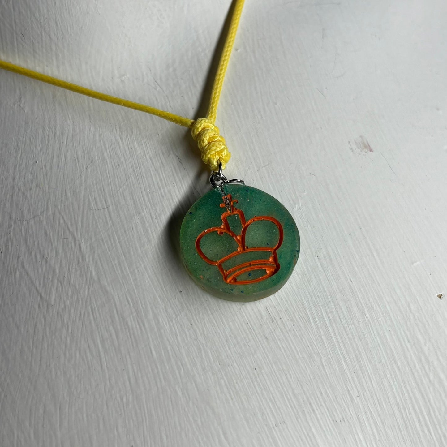 Green Orange King - Handmade Resin Chess Necklace