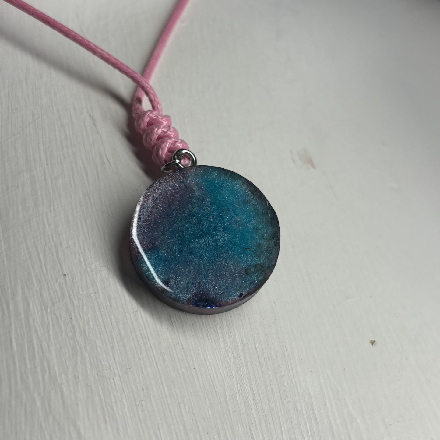 Blue Pink Bishop - Handmade Resin Chess Necklace