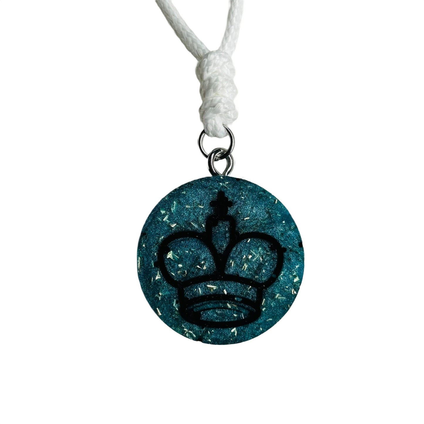Majestic Blue King - Handmade Resin Chess Necklace