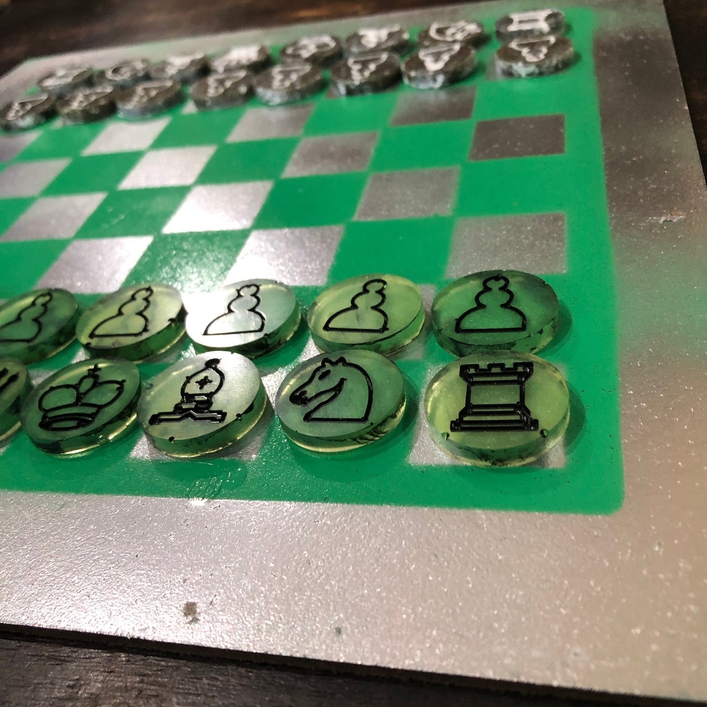 Chrome Green - Painted Chess Set