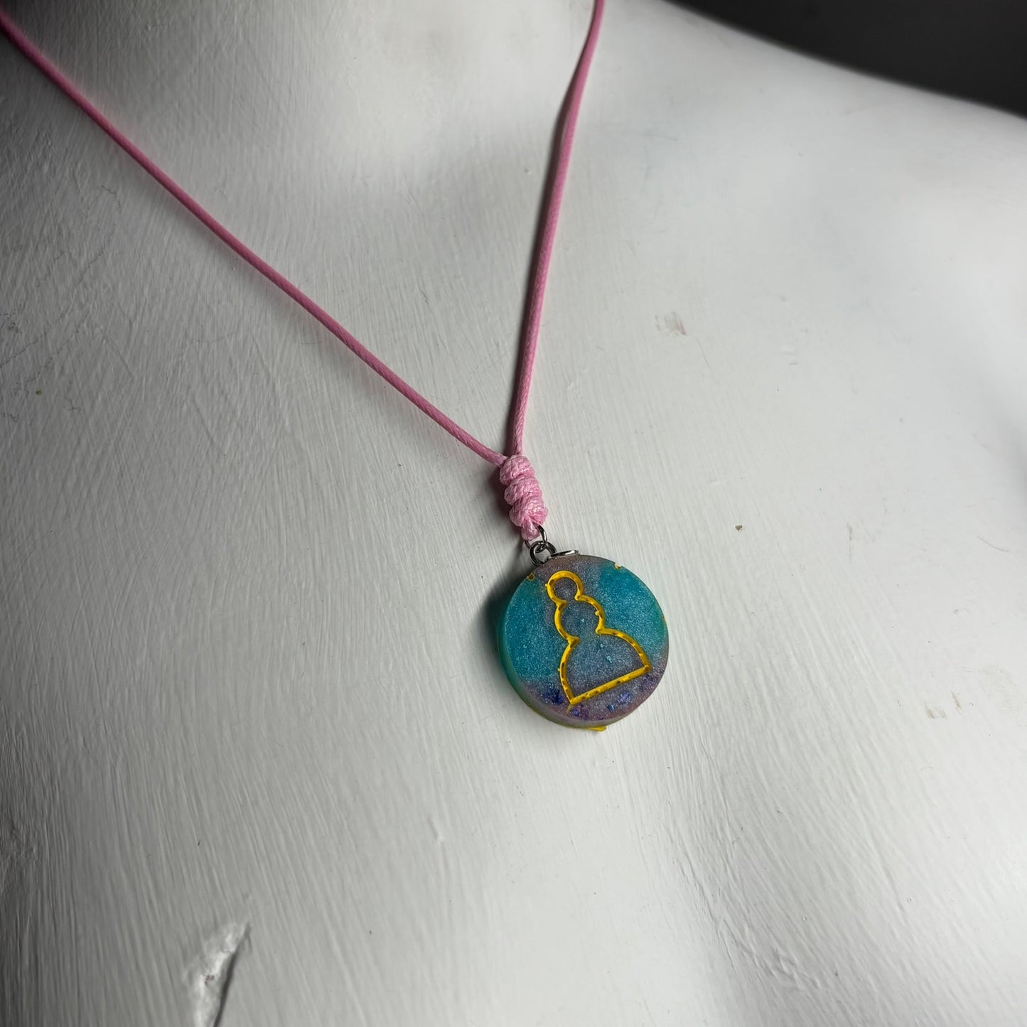 Miami Blue Pawn - Handmade Resin Chess Necklace