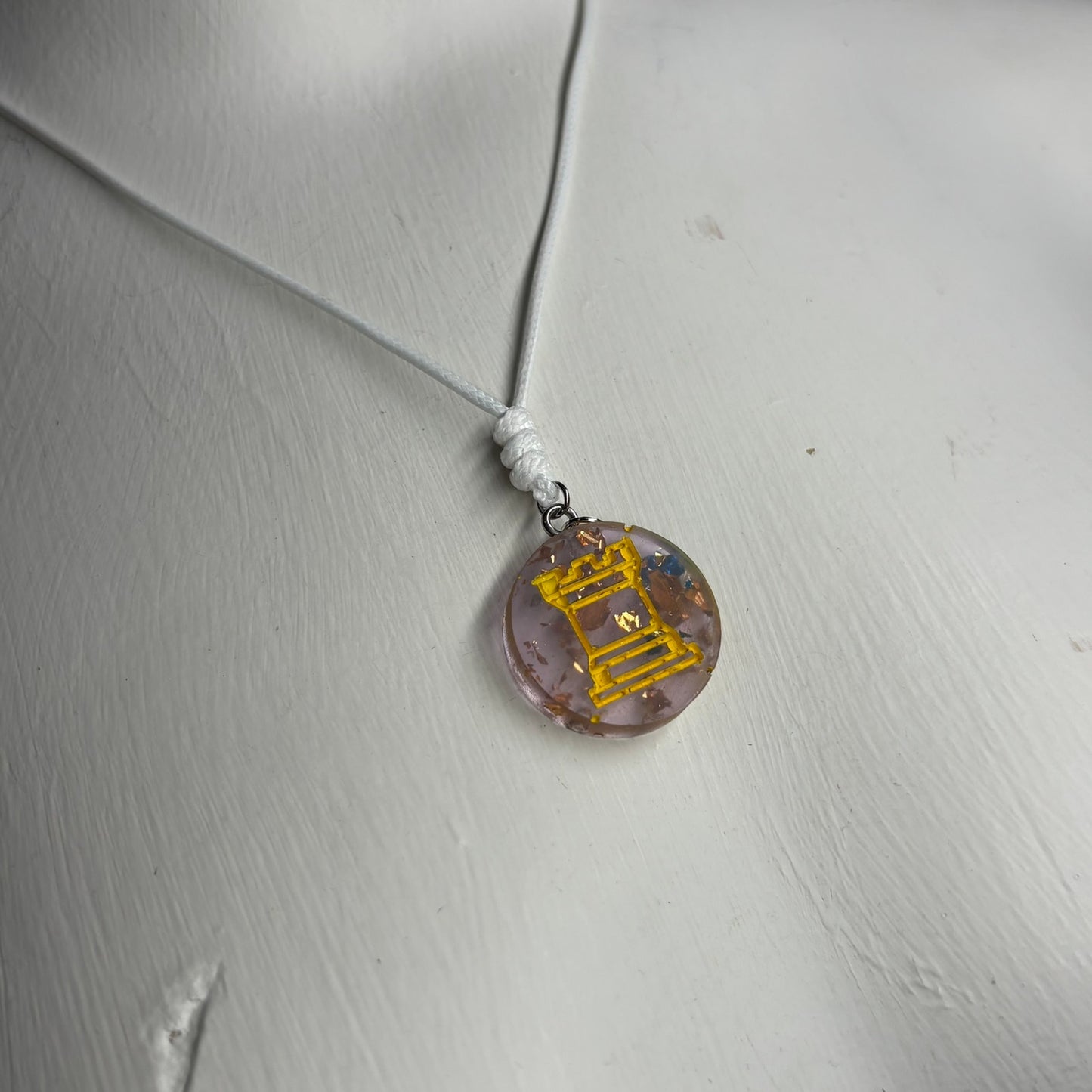 Translucent Purple Rook - Handmade Resin Chess Necklace