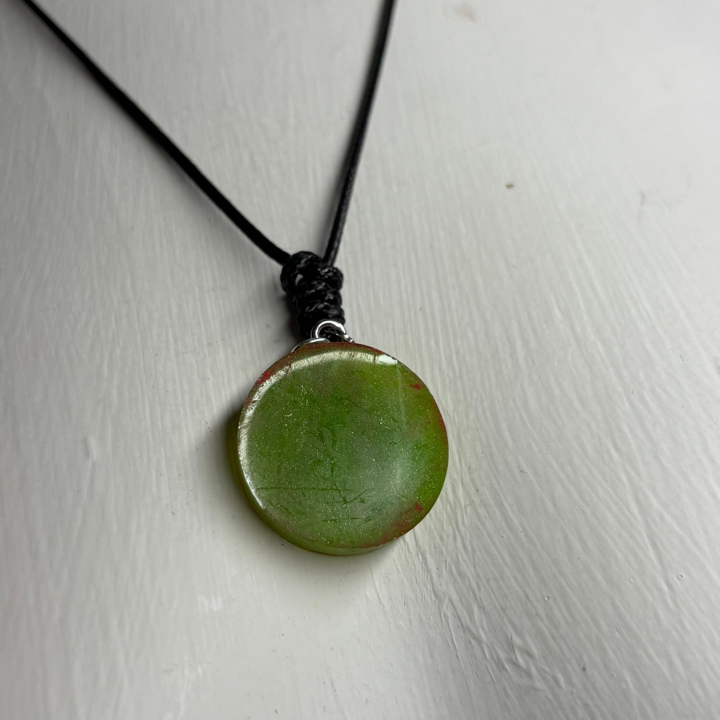 Simple Green Pawn - Handmade Resin Chess Necklace