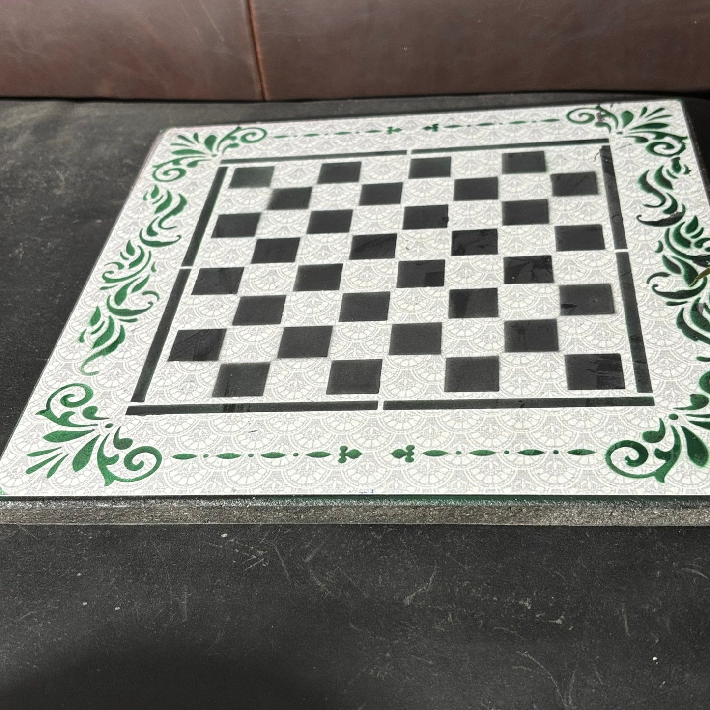 Gray White & Green - Scrapbook Chess Board