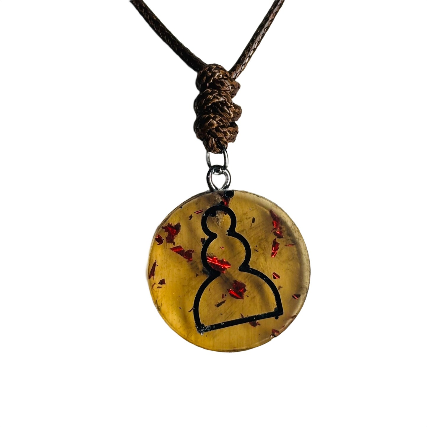 Vintage Amber Pawn - Handmade Resin Chess Necklace