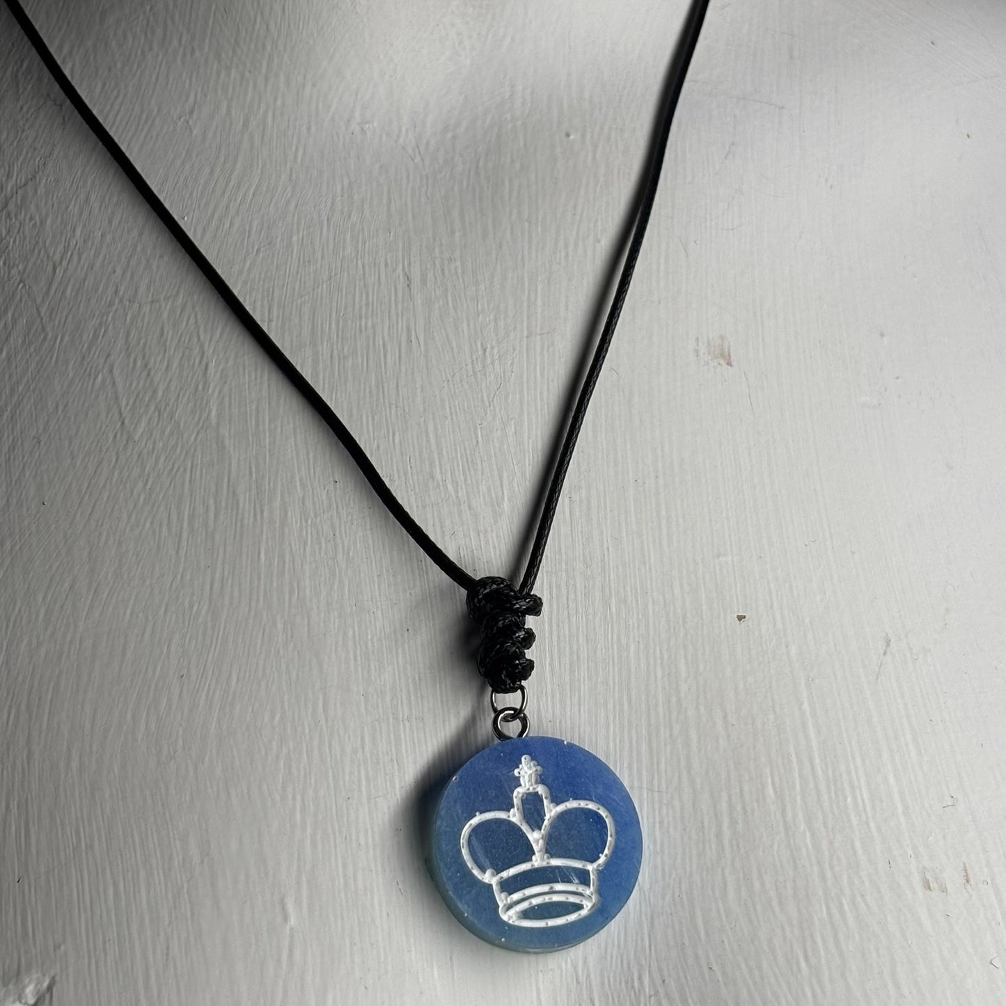Blue King - Handmade Resin Chess Necklace
