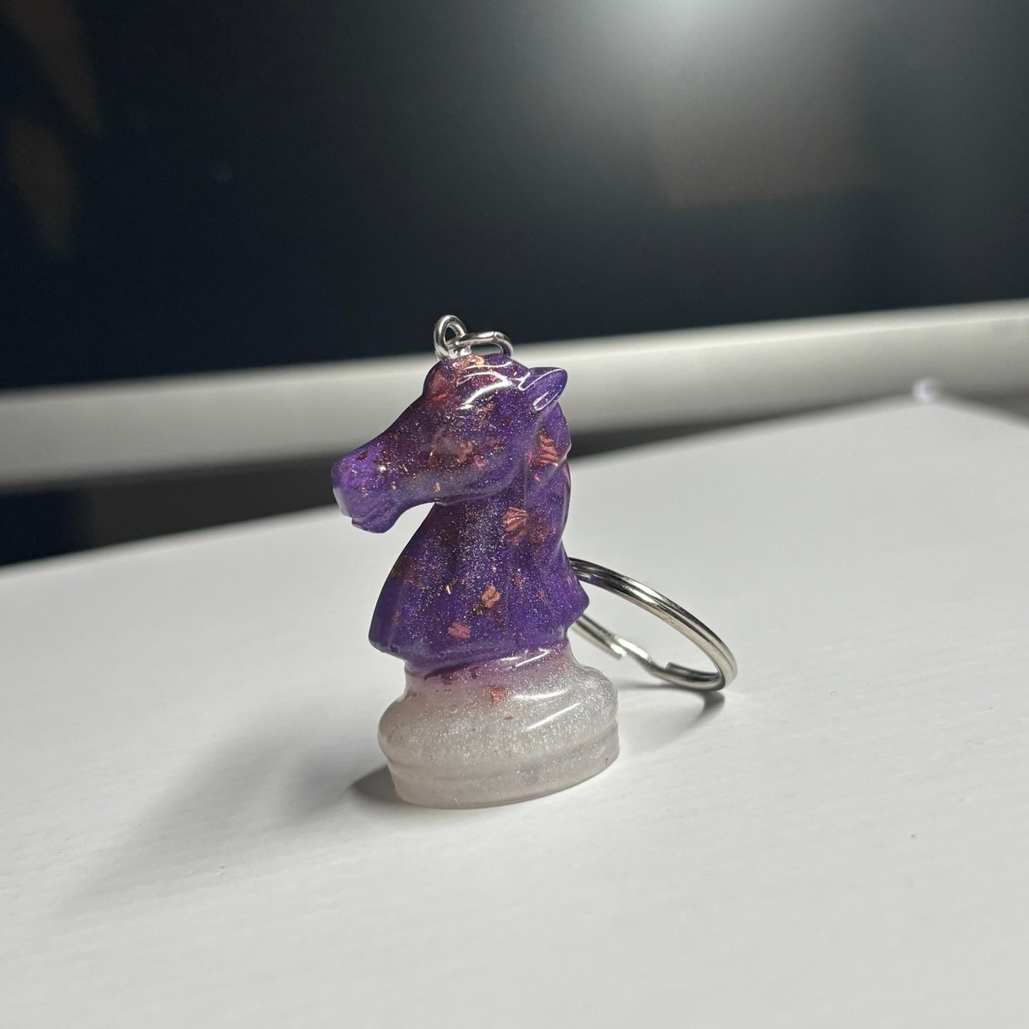 White/Purple Knight - Handmade Resin Keychain
