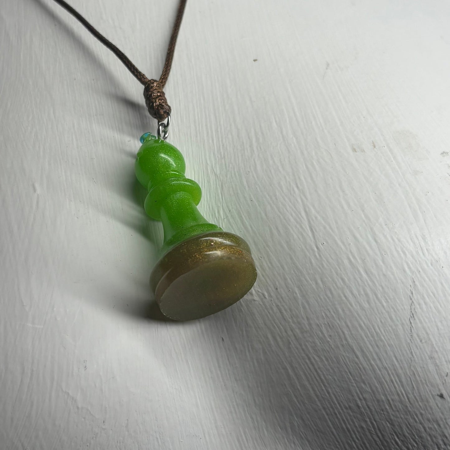 Green Bishop - Handmade Resin Chess Necklace