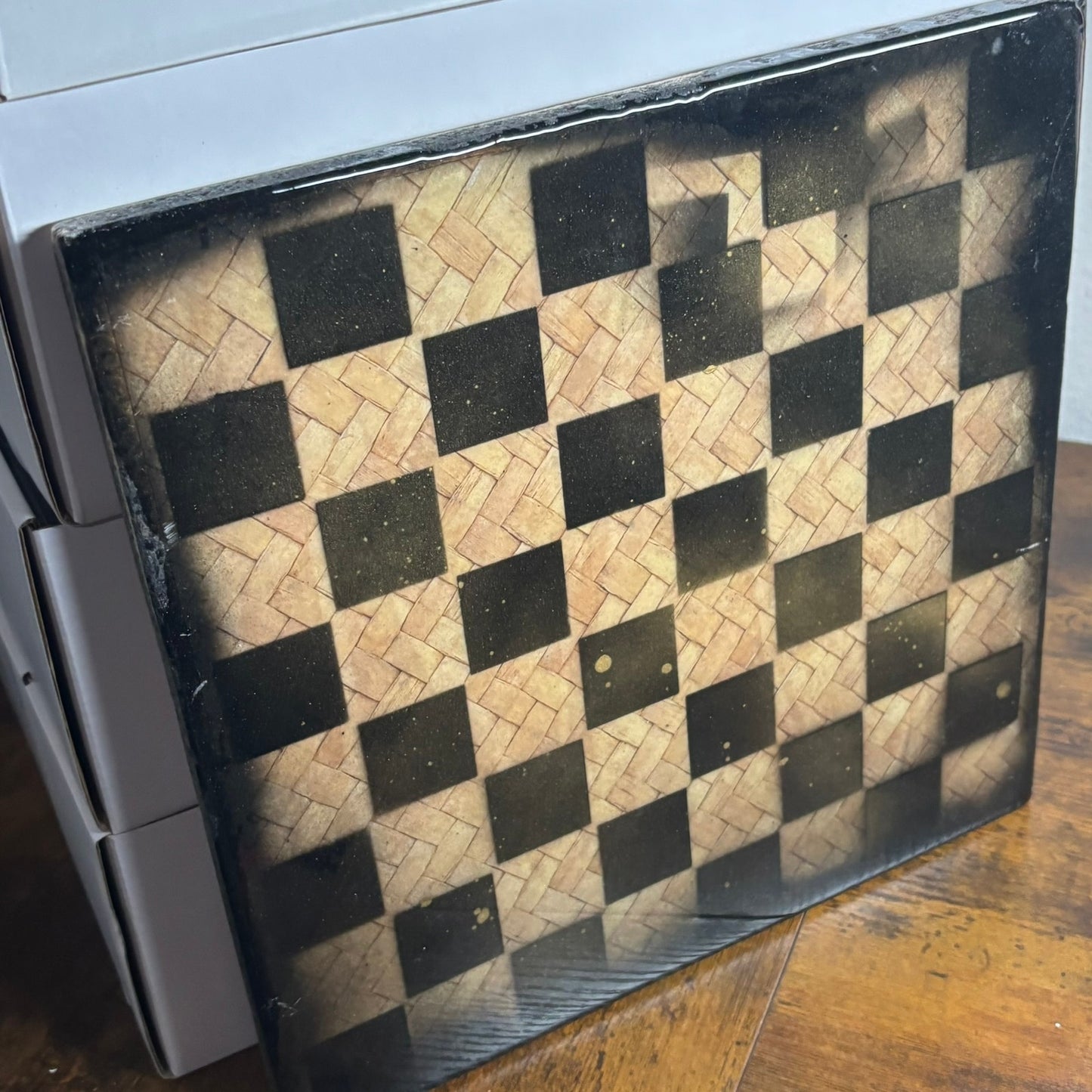Vintage Basket - Resin Coated Chess Board