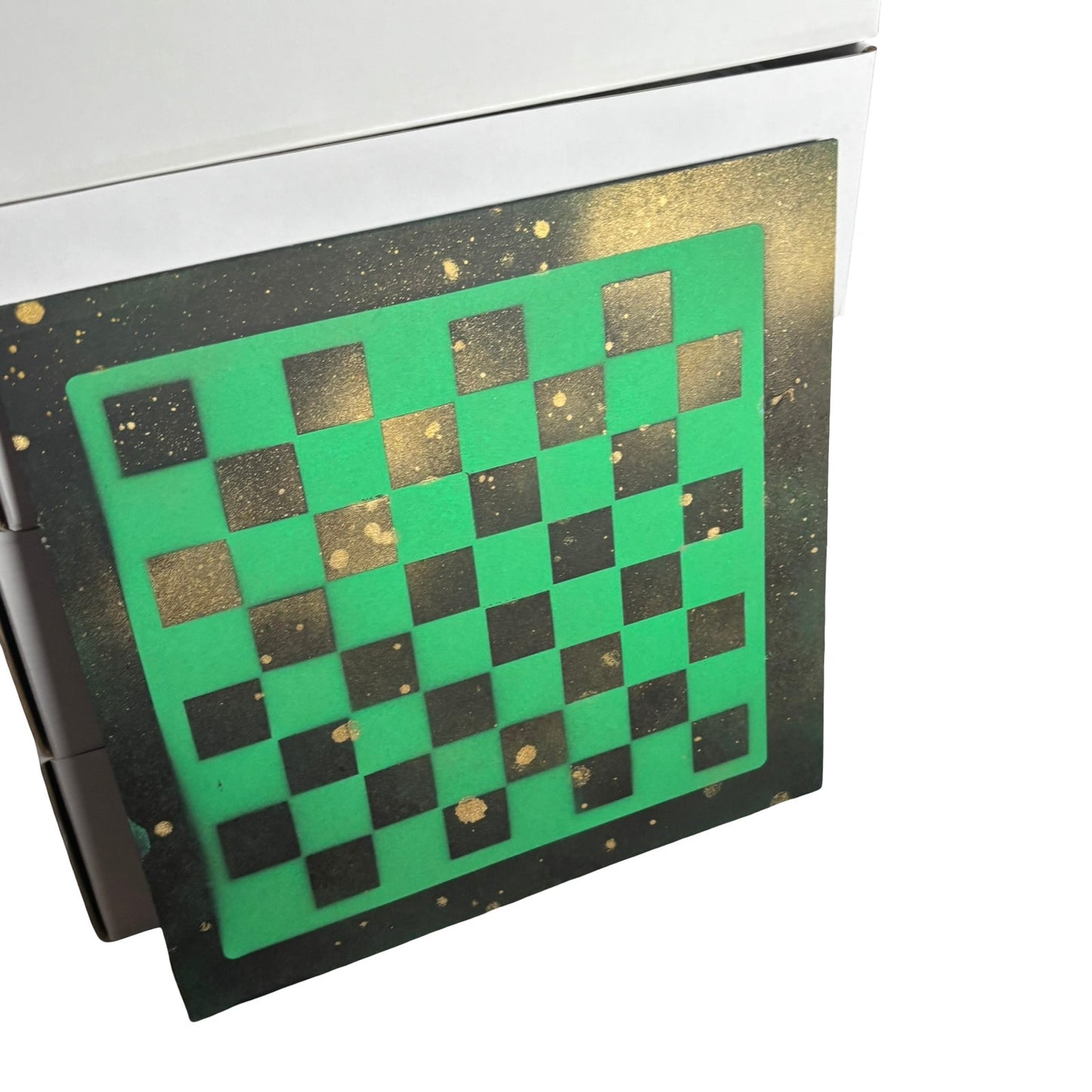Golden Green & Black - Painted Chess Board