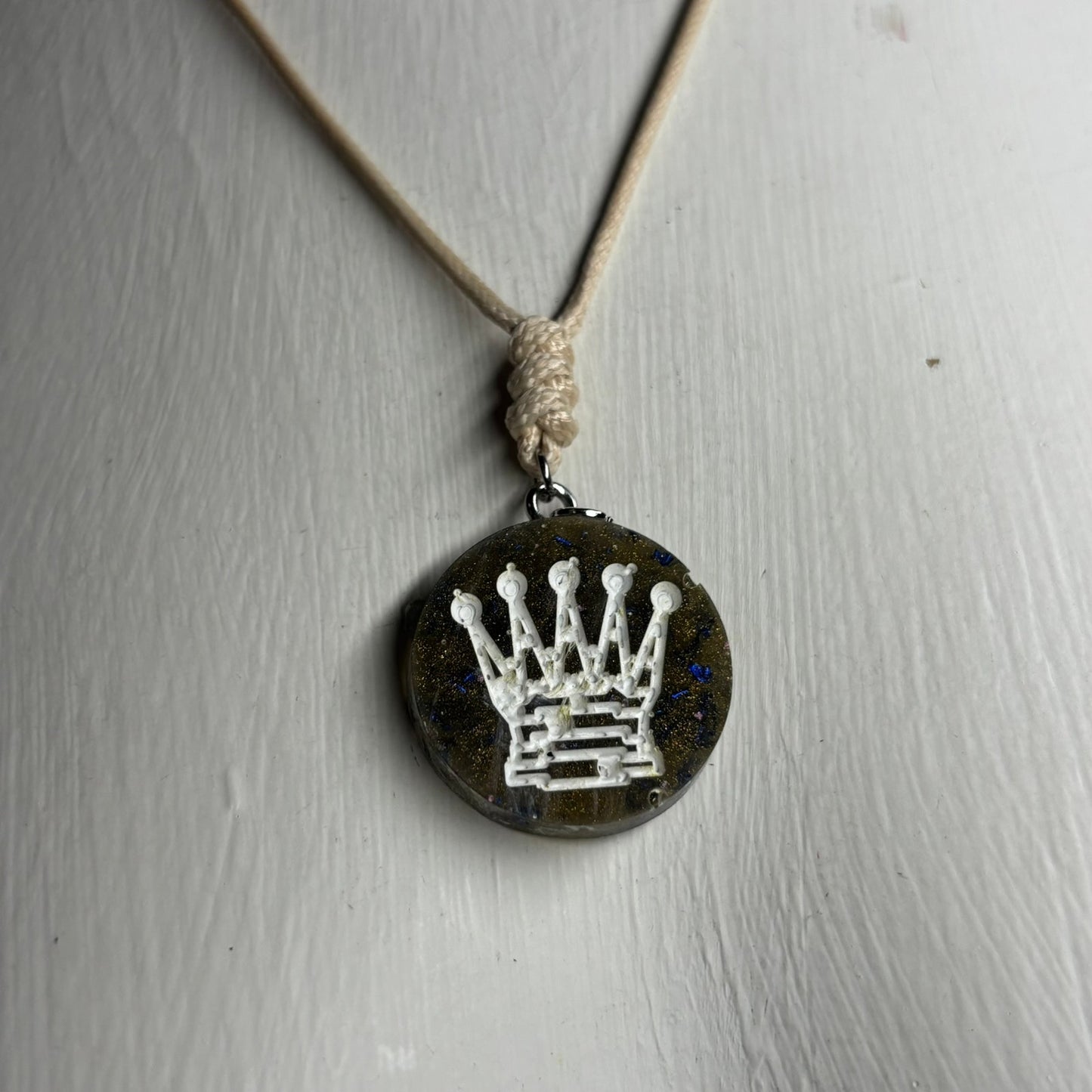 Dark Green Queen - Handmade Resin Chess Necklace