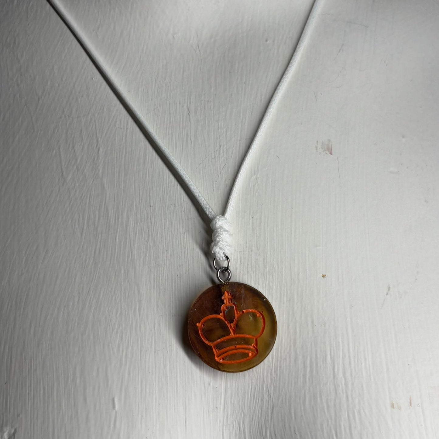Orange Fire King - Handmade Resin Chess Necklace